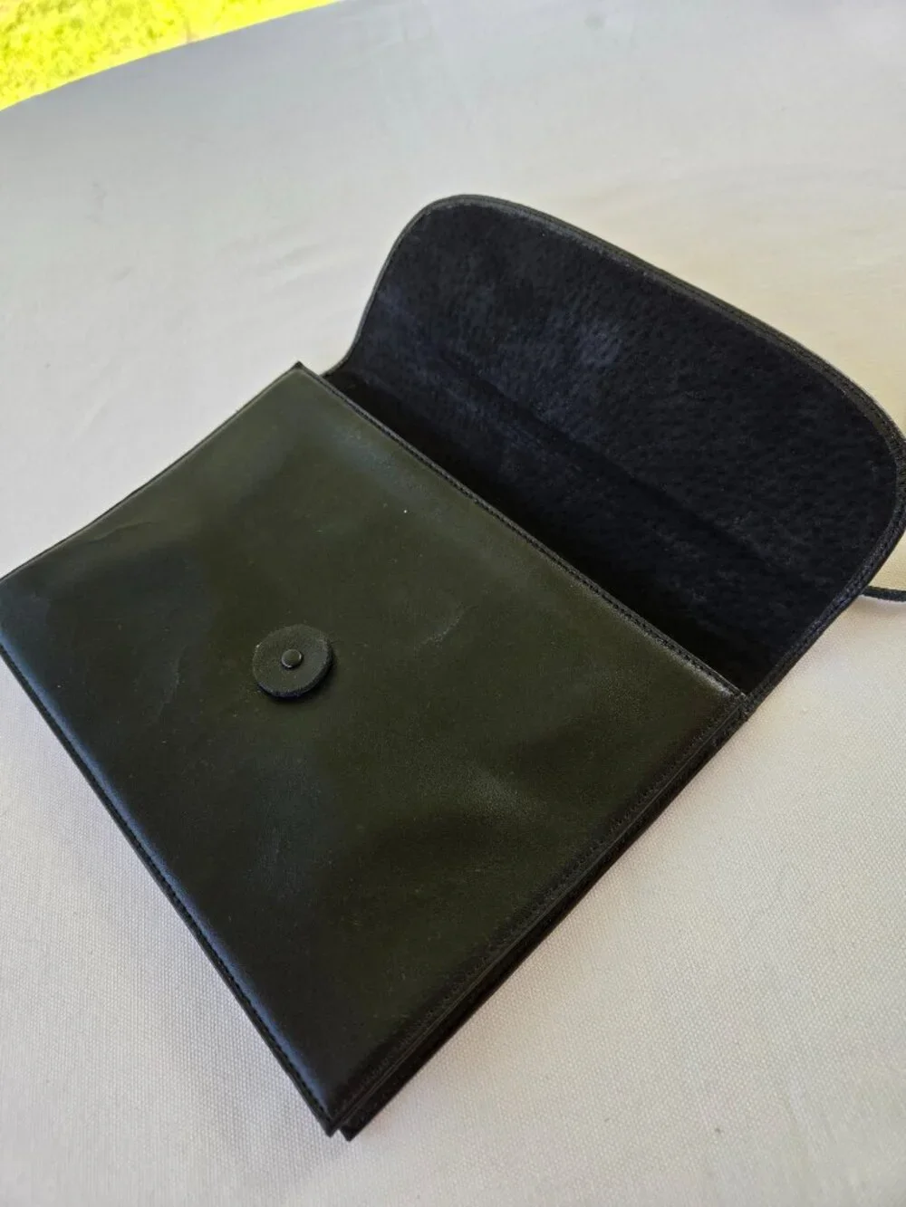 Punctuate Brand Black Leather Folio Pouch Folder